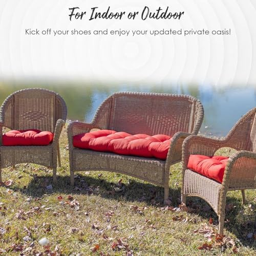 RSH DECOR Tufted U-Shape Wicker Set of 2, 22” x 22,” Outdoor Chair Cushions f...