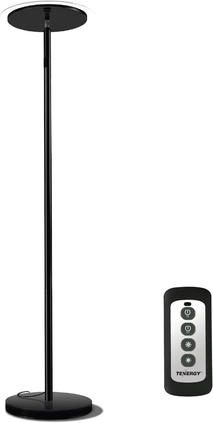 Tenergy Modern Torchiere Floor Lamp, 3000L LED, 30W, Remote Control, Touch Di...