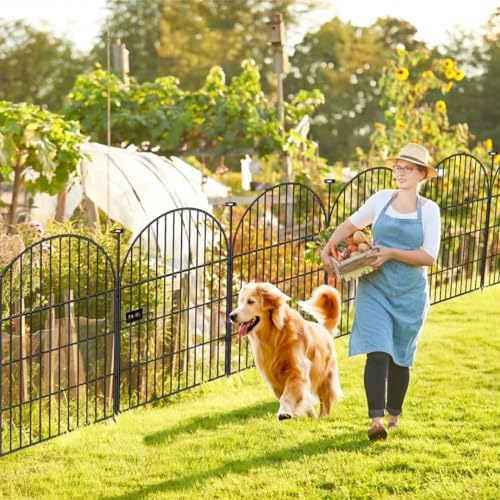 32in Tall Garden Fence, 16 Panels Dog Fence Outdoor for Yard | 35Ft Black Rus...