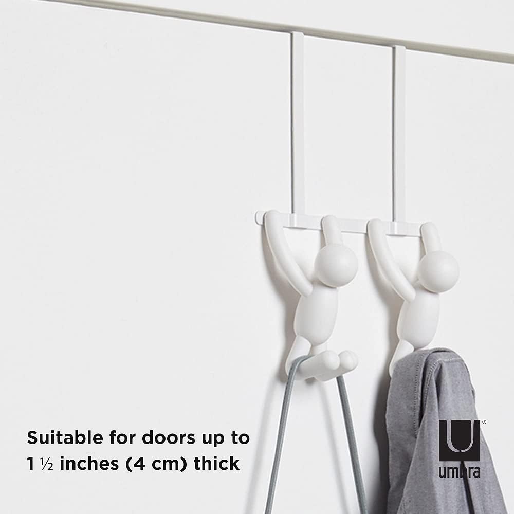 Umbra Buddy Over the Door Double Hook, Coat and Towel Hook, White