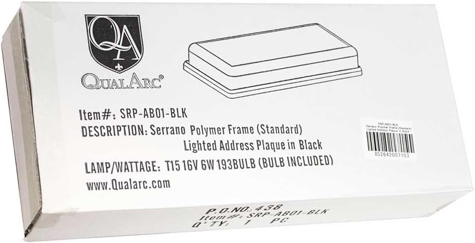 SRP-AB01-BLK Serrano Low Voltage Plastic Rectangular Lighted Address Plaque w...