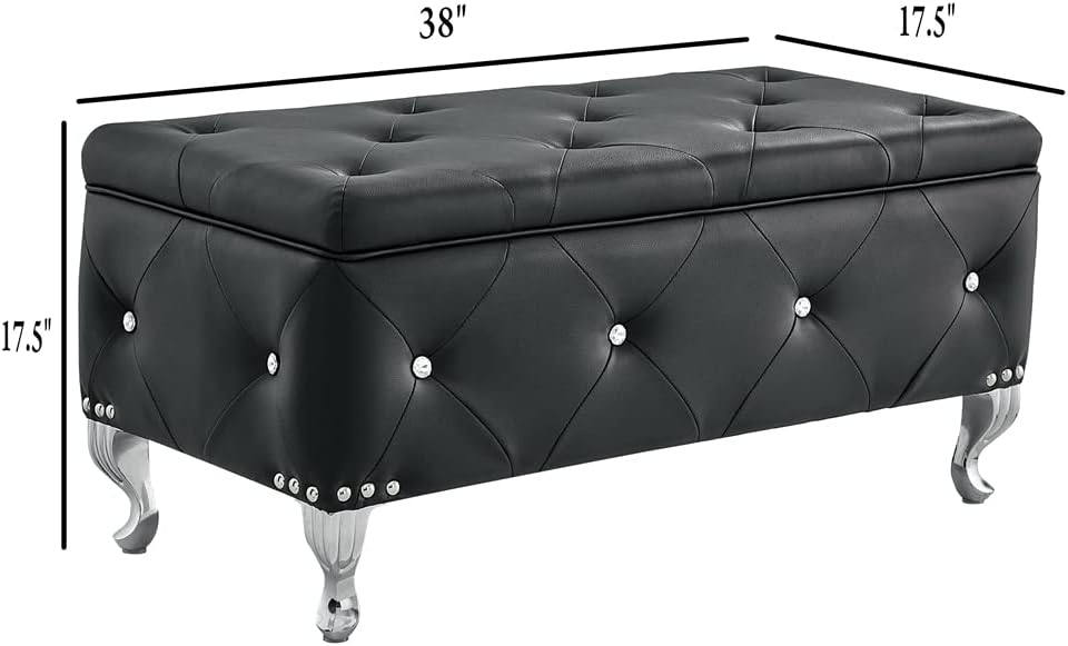 DRM'SCUUM Faux Leather Large Storage Ottoman Bench Set Foot Rest Stools f...