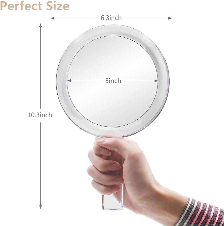 1X & 10X Magnifying Double Side Hand Makeup Mirror with Stand, Handheld V...