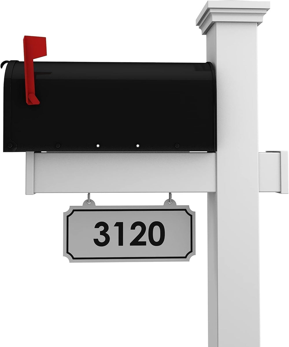 4Ever Products White Vinyl Mailbox Post System with Black Steel Mailbox