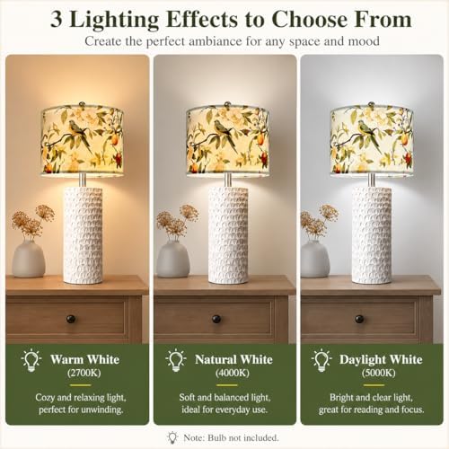 Drum Lamp Shade, Floral Bird, 13 x 13 x 10 Inch