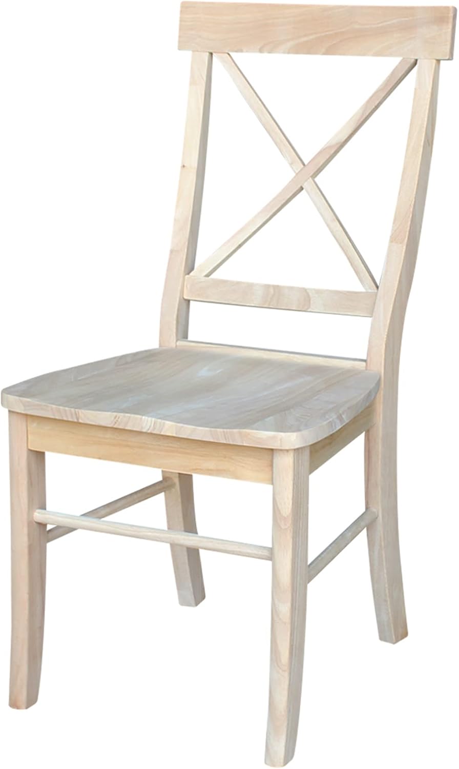 IC International Concepts Set of 2 X-Back Solid Wood Chairs, Unfinished