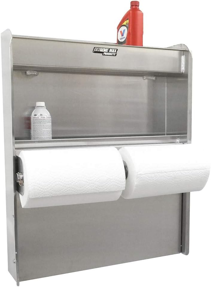 Extreme Max 5001.6049 Aluminum Work Station Storage Cabinet w/ Flip-Out Work ...