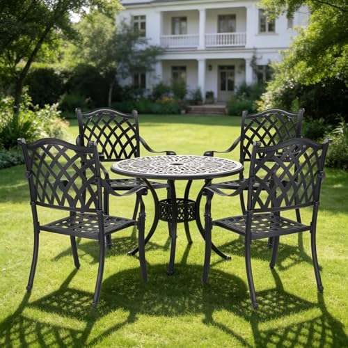 VINGLI Patio Chairs Set of 2 - Stackable Outdoor Cast Aluminum Dining Chairs ...