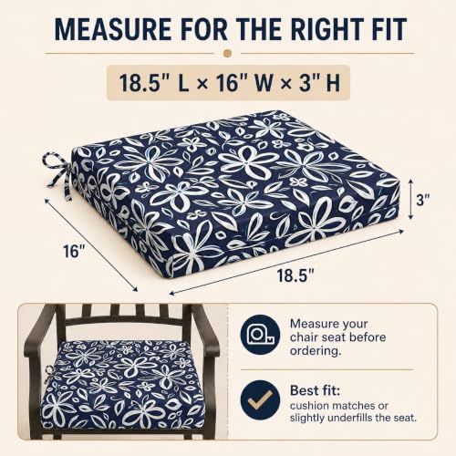 UNIKOME Outdoor Chair Cushions Pack of 4, Water Resistant Patio Cushions with...