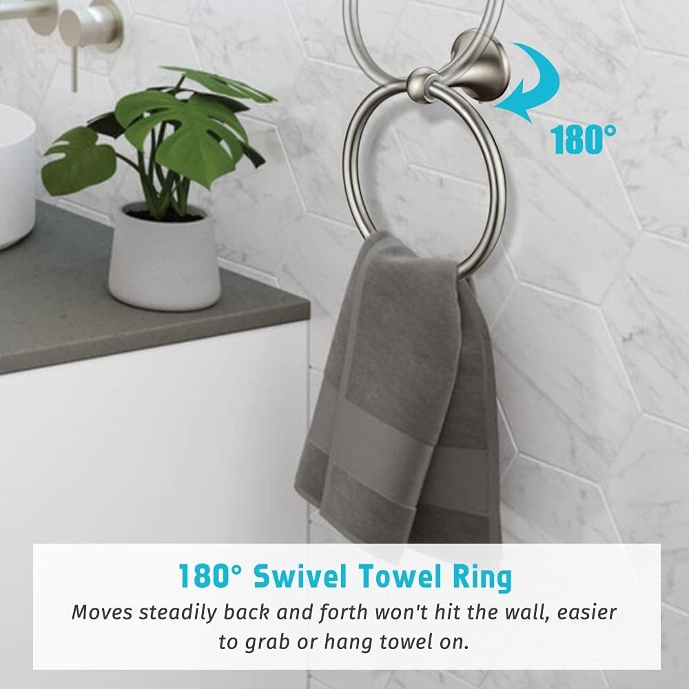 8 Piece Bathroom Accessory Set(Adjustable Towel Bar, Towel Ring, Toilet Paper...