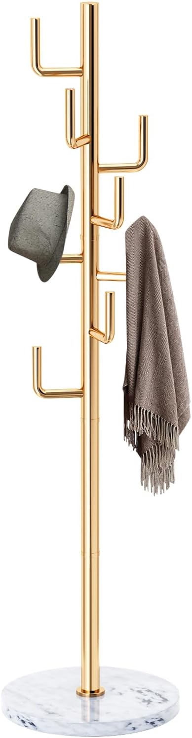 ZOZOE Metal Modern Coat Racks, Cactus Coat Rack Freestanding with Natural Mar...