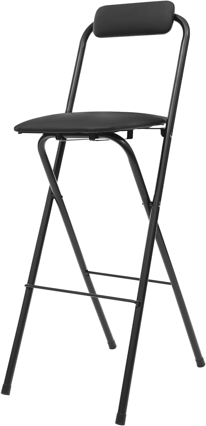 1Pcs Folding Counter Height Bar Stool w/Back,27.5" Cushioned Portable Stool