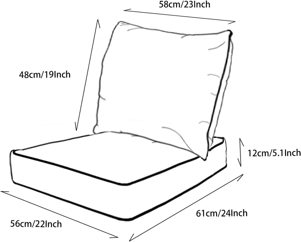 Goodgoods 22x24 Outdoor Deep Seat Cushions 2-Pack, 35D Foam, Light Gray