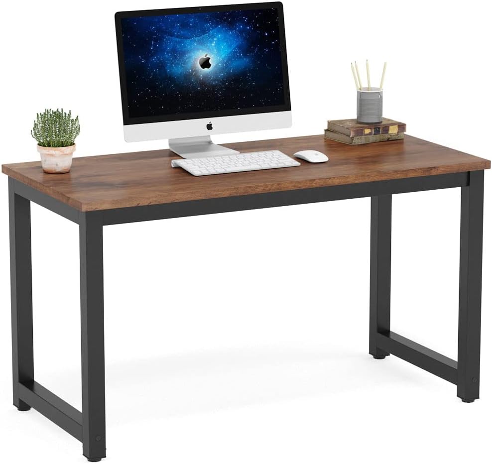 Tribesigns Modern Simple Computer Desk, 47 inch Vintage Office Desk Computer ...