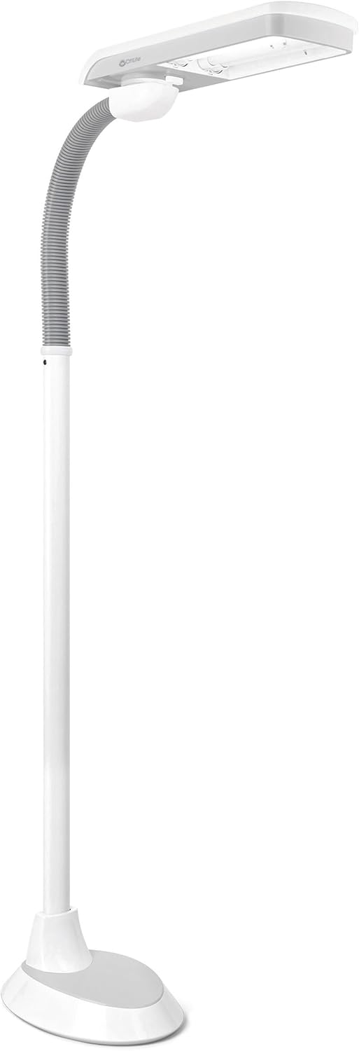 OttLite 36-Watt Pivoting Shade CFL Floor Lamp, White