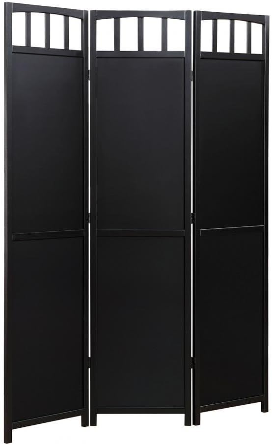 Legacy Decor 3-Panels Solid Wood Privacy Screen Room Divider, Black