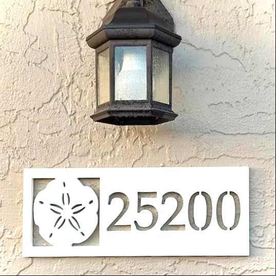 Horizontal Sand Dollar Address Sign, Weatherproof PVC House Numbers, Outdoor ...