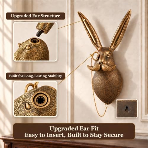 UITWMKTG Gold Rabbit Head Wall Decor - Modern Animal Wall Sculpture, Bunny Wa...