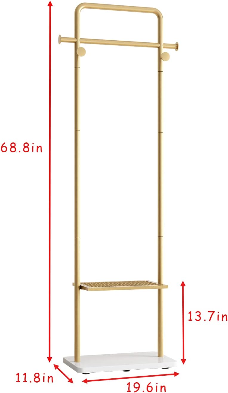 TIEOU Gold Clothes Racks with Shelf, Heavy Duty Gold Clothing Racks for Bouti...