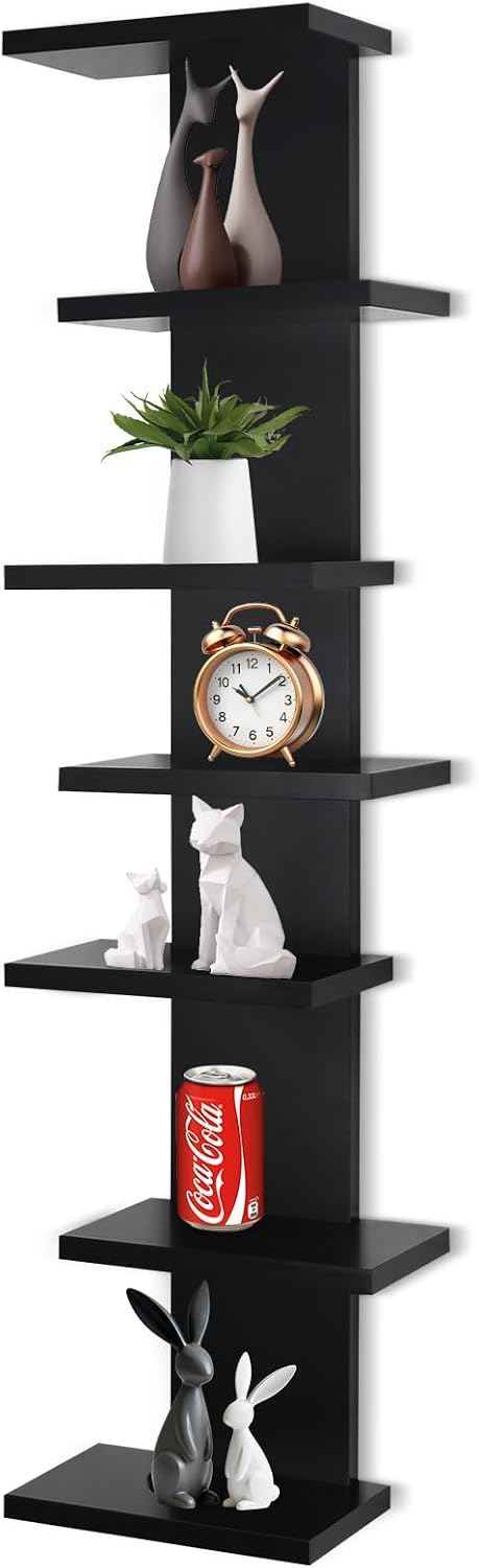 VIWODS 7 Tier Wall Shelf Unit, Black