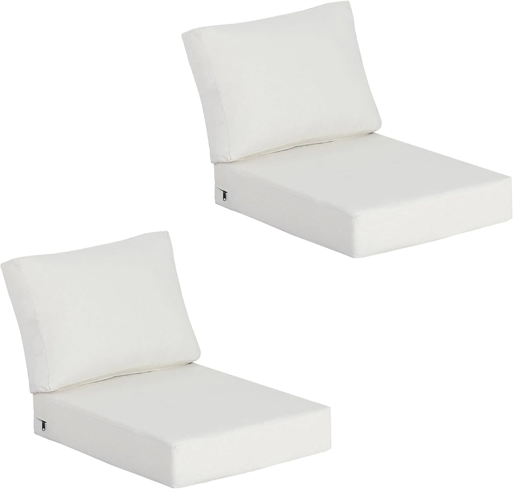 Outdoor Deep Seat Cushions, 23.5x27 Inch, Off-White, Set of 2