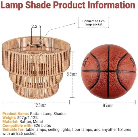 Hanging Light Rattan Lamp Shades Boho Lamp Shade Pendant Light