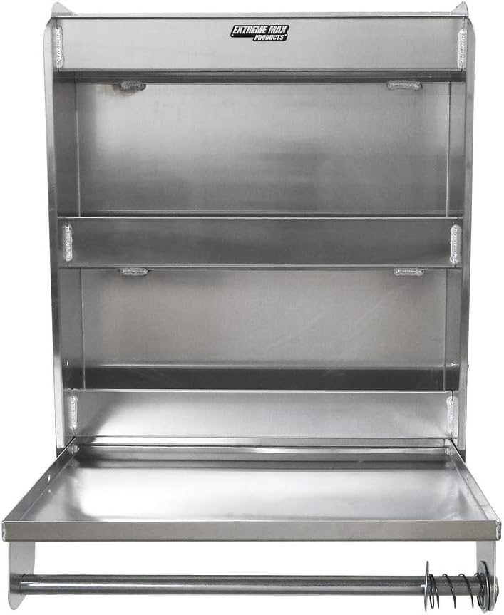 Extreme Max 5001.6049 Aluminum Work Station Storage Cabinet w/ Flip-Out Work ...