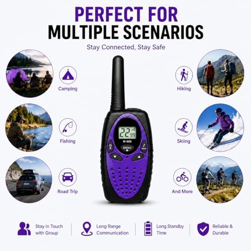 Long-Range Two-Way Radios 4 Pack – Adult Walkie Talkies, Clear Sound, Durable...