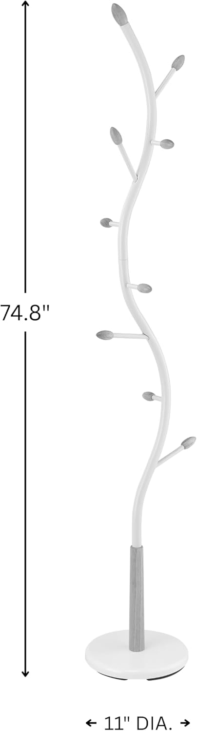 Roundhill Furniture Arles Metal Black and Walnut Standing Coat Rack