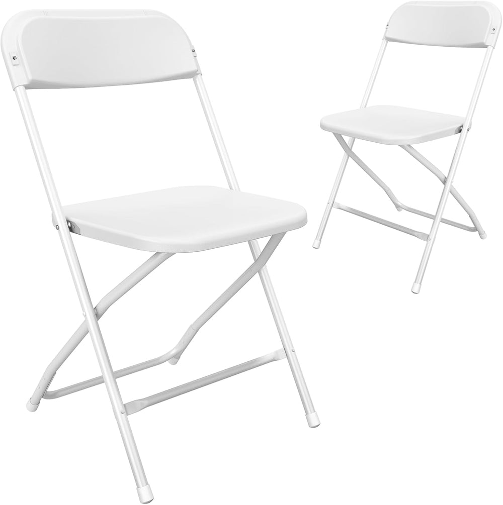2 Pack White Folding Chairs for Wedding Party School, 350lbs