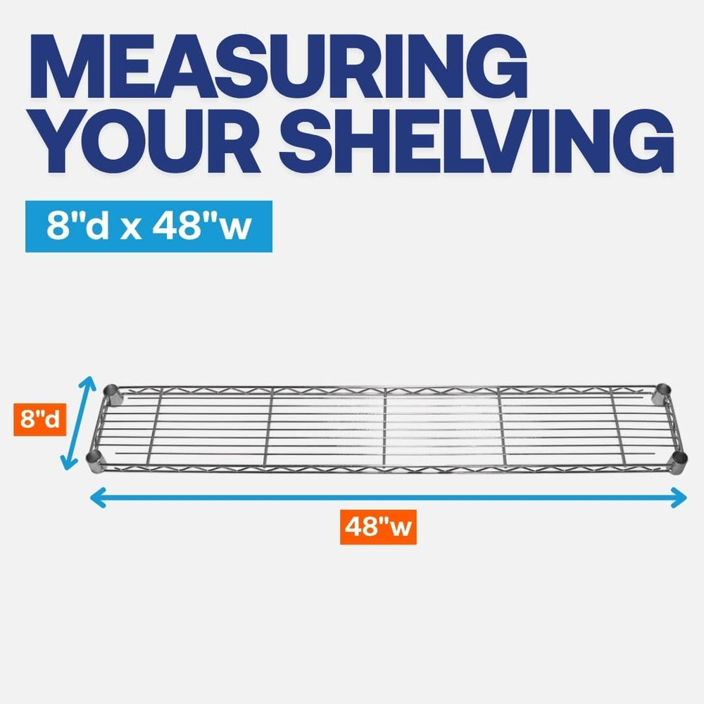 Shelving Inc. 8" d x 48" w Chrome Wire Shelving with 3 Tier Shelves