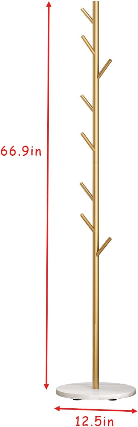 Gold Coat Racks with 8 Hooks, Branches Coat Tree Entryway, Freestanding