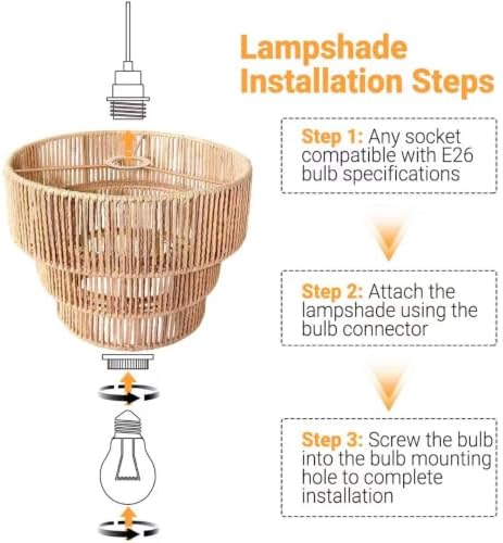 Hanging Light Rattan Lamp Shades Boho Lamp Shade Pendant Light