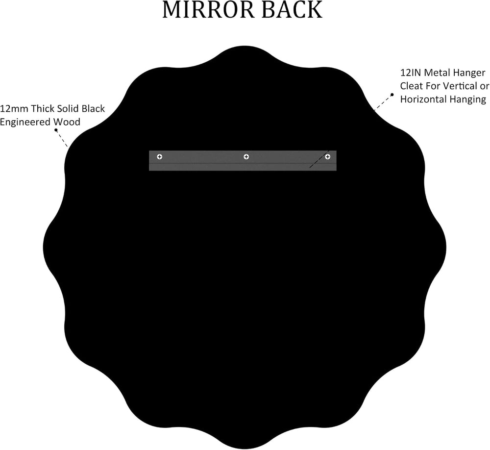 Kelly Miller 28" Gold Round Scalloped Mirror, Wavy Edge Decorative Mirror