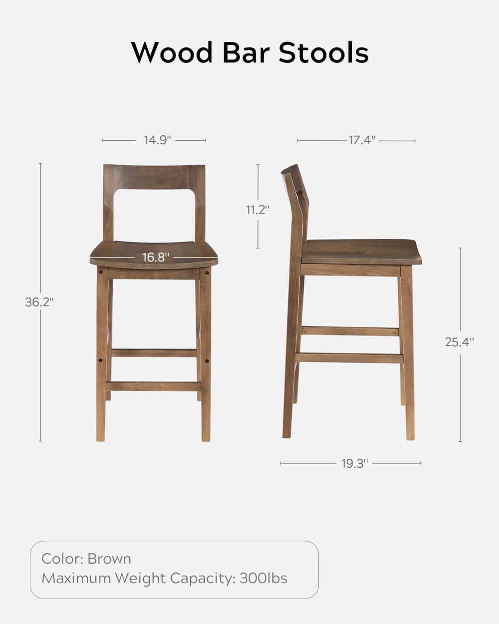 EYYTHUNG Basics Bar Stools Set of 4, Farmhouse 25” Counter Height Stools with...