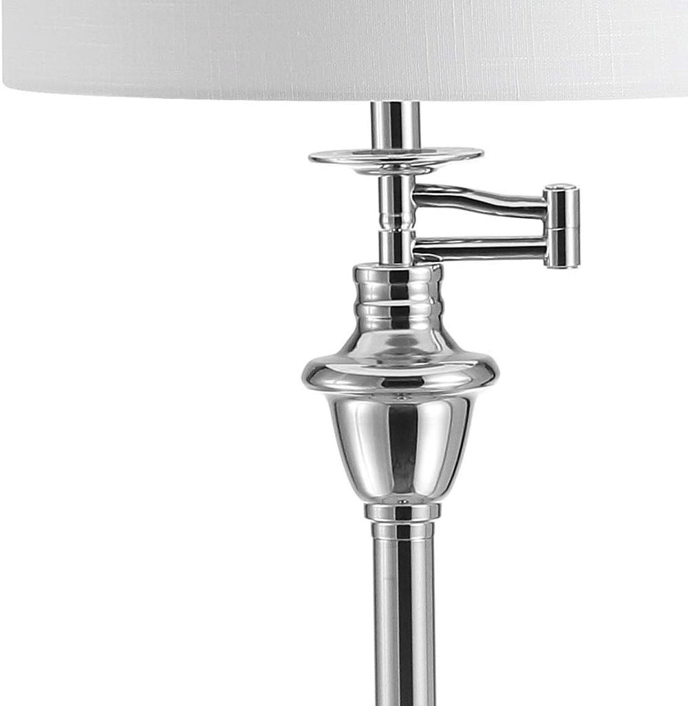 JONATHAN Y Cora 60" Metal Swing Arm Floor Lamp, Chrome/Clear
