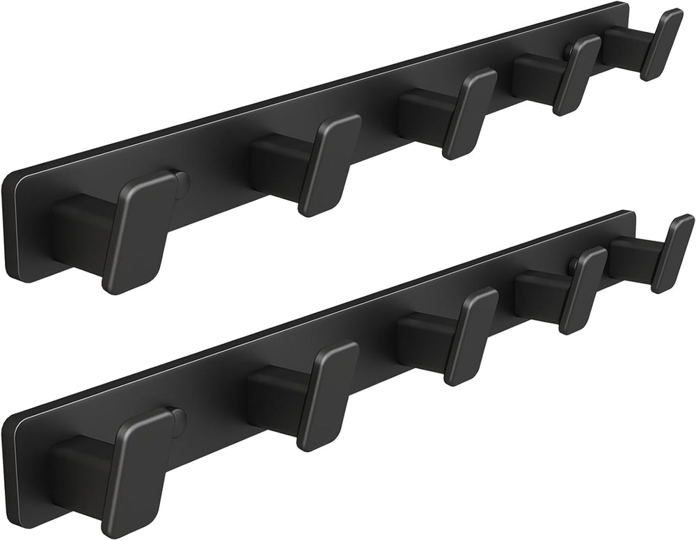 Black Wall Mount Coat Rack, 5 Wall Hooks For Hanging Key Holder Hat Hooks