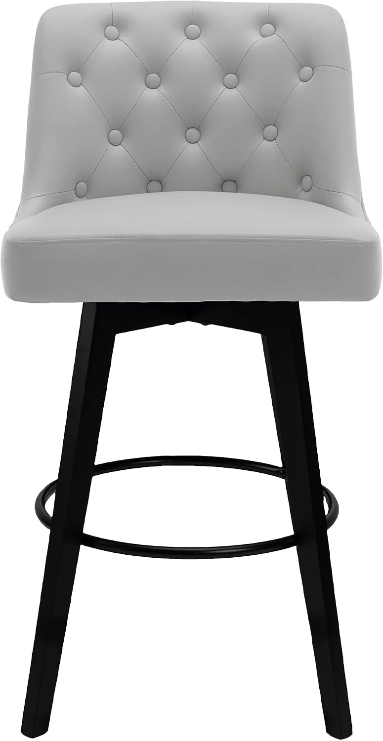 MINCETA 30 inch Bar Stools Set of 2, Counter Height Bar Stools, Light Gray