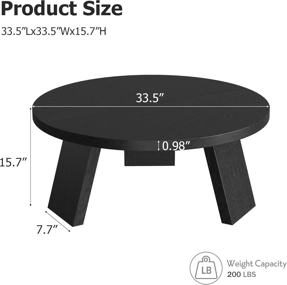 Garvee 33.5" Modern Round Coffee Table for Living Room, Black