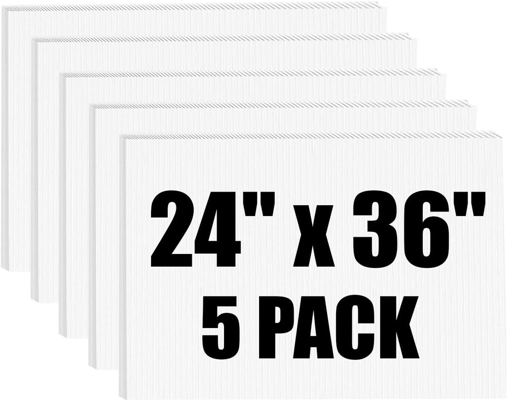 Corrugated Plastic Board 24" x 36", 5 Pack White Plastic Poster Boa...