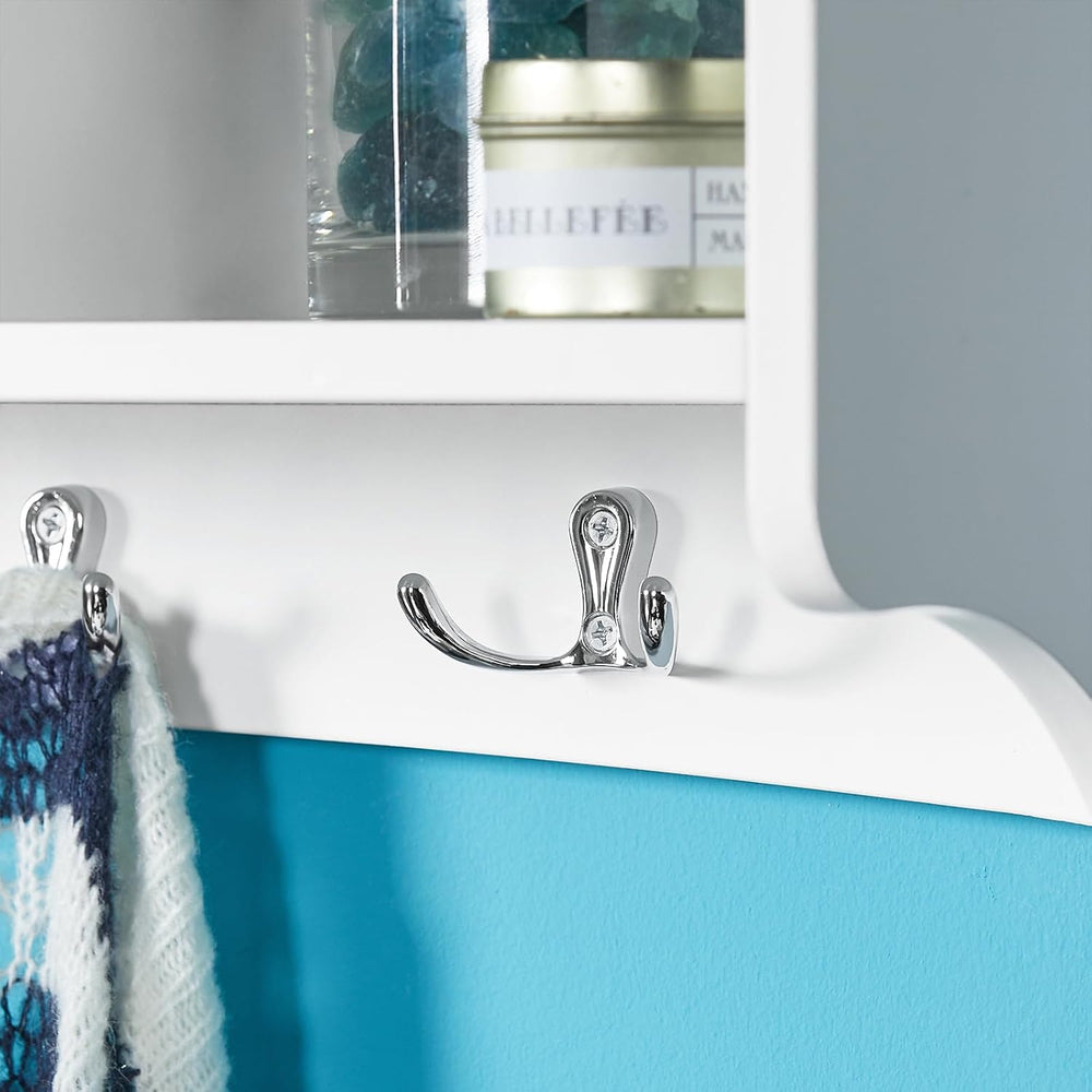 Haotian White Wall Shelf with Coat Hooks, Wall Coat Rack Entryway, Display St...