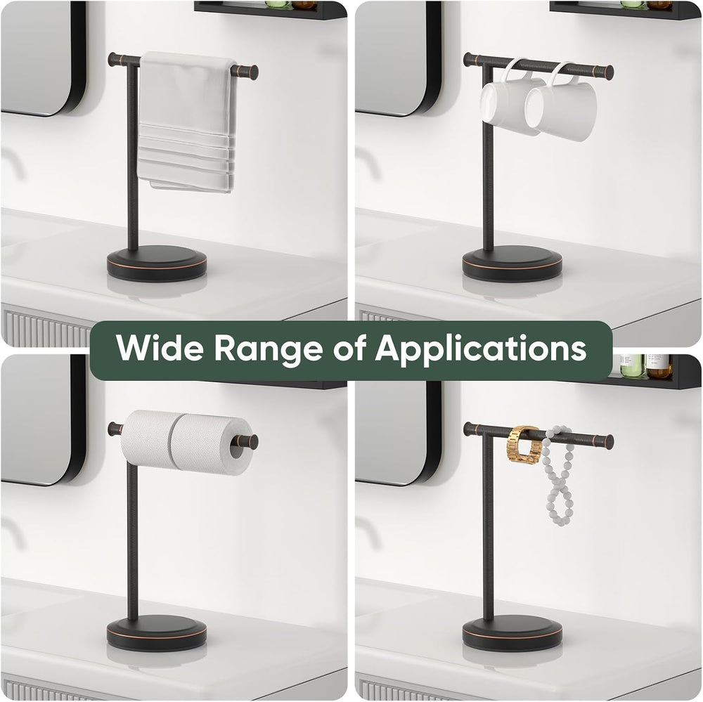 Hoimpro Hand Towel Holder Stand Bathroom Towel Bar Rack Countertop Bronze