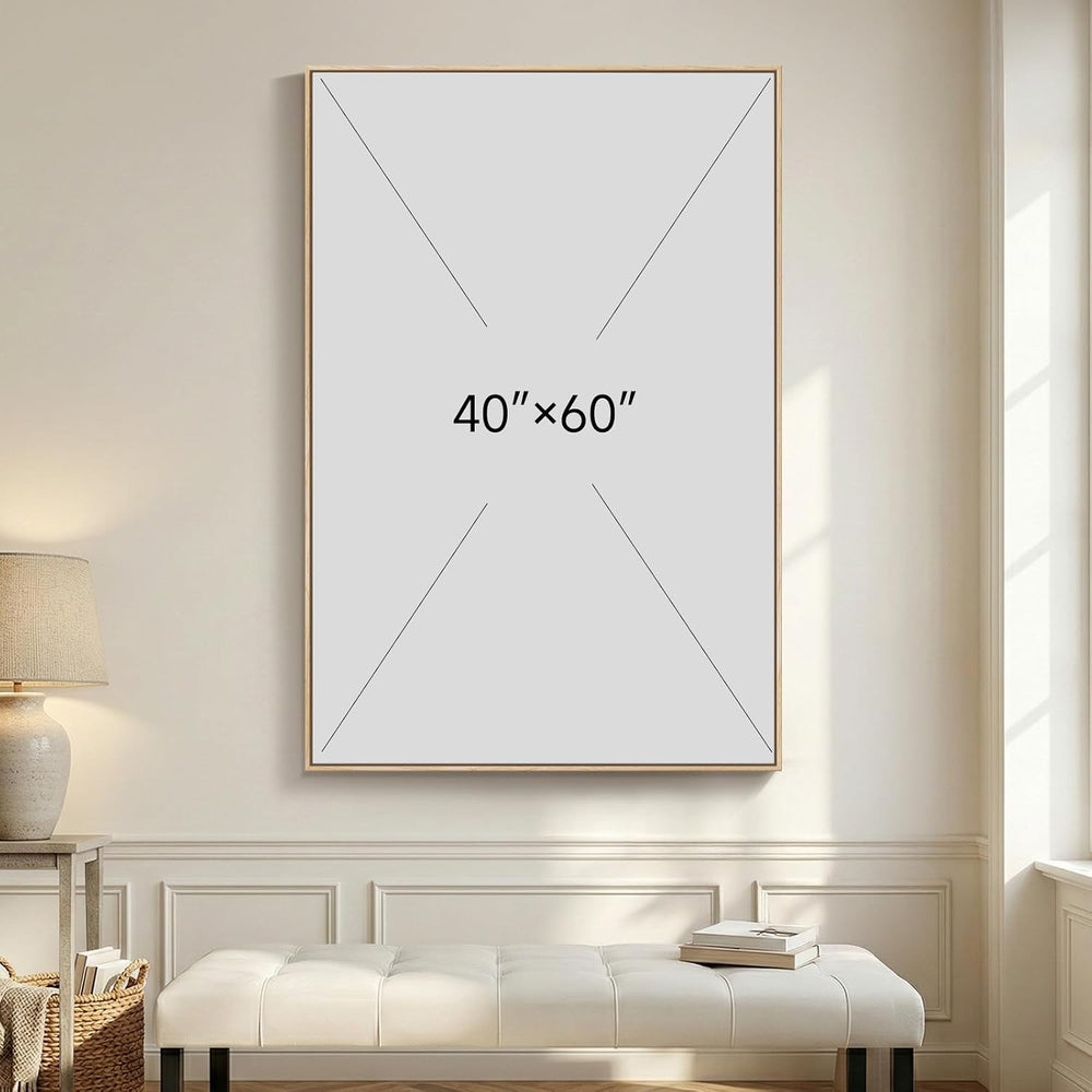 Extra Large Framed Teal Sage Green Abstract Wall Art, Vertical 40x60 In