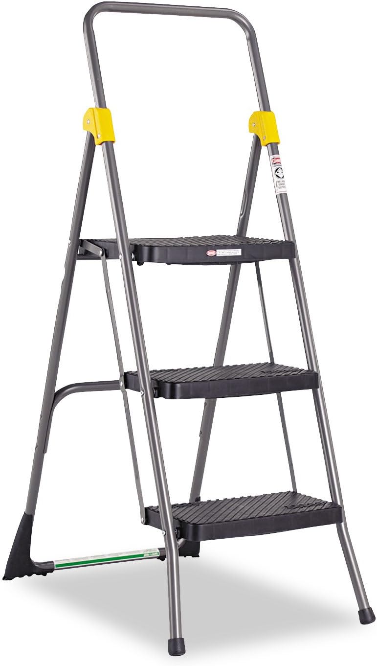 Cosco 11839GGO Commercial 3-Step Folding Stool, 300lb Cap, 20 1/2w x 32 5/8d ...