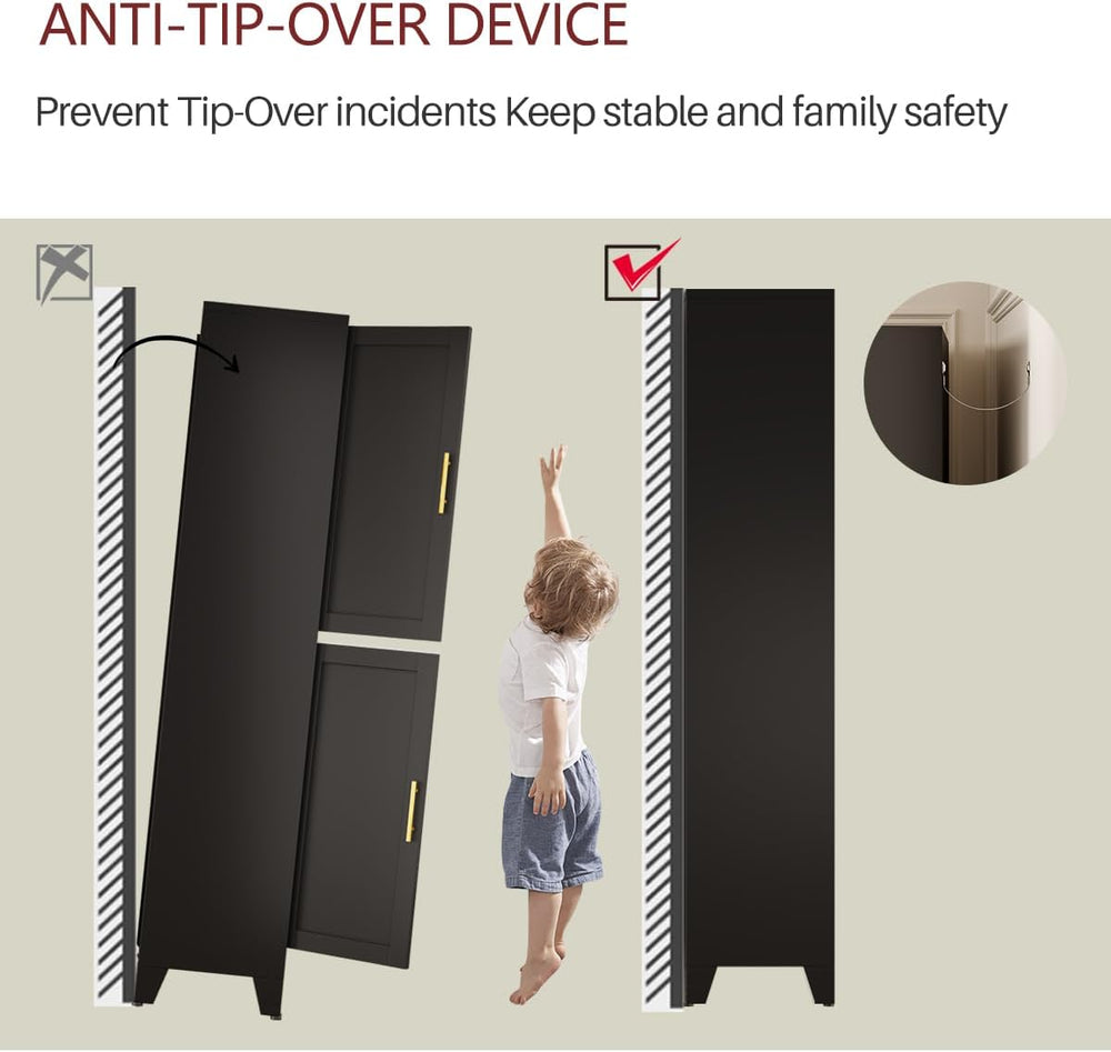 Metal Armoire Wardrobe Closet Storage Cabinet with Hanging Rod