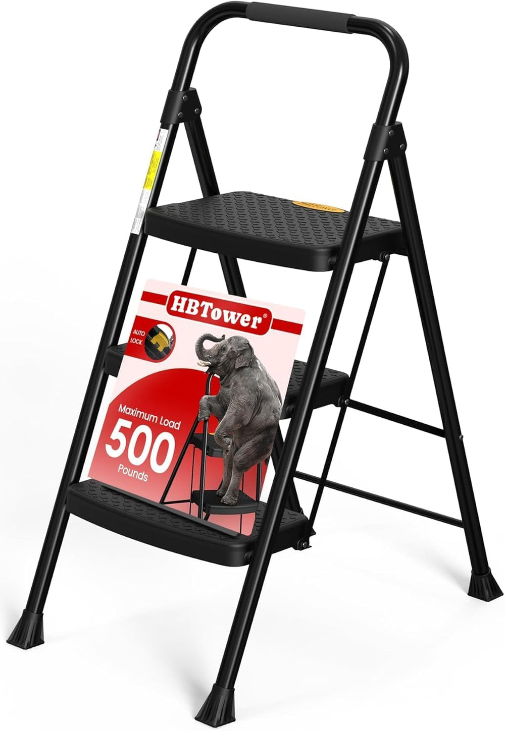 HBTower 3 Step Ladder, Step Stool Foldable with Wide Anti-Slip Pedal