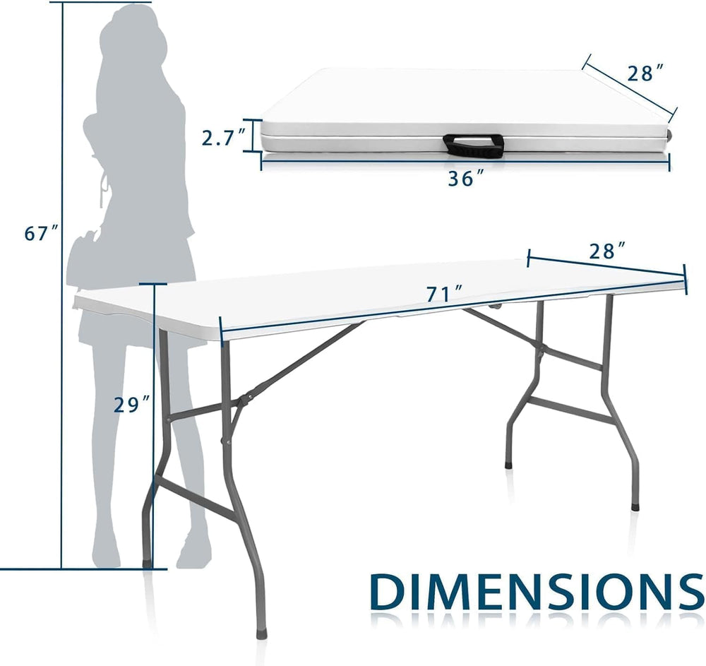 6FT Folding Table, Versatile Foldable Table, Portable