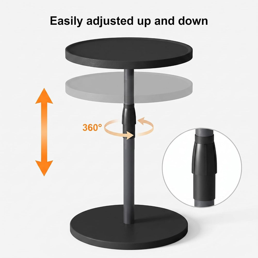 Adjustable Round Side Table, Pedestal Drink Table for Small Spaces