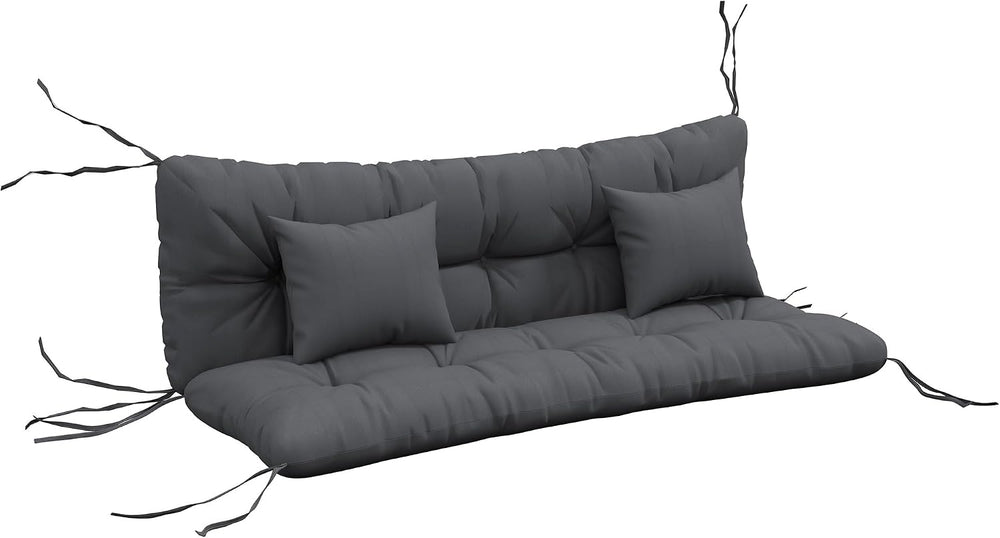 Outsunny 59" Tufted Bench Cushions & Throw Pillows 4 Piece Charcoal ...