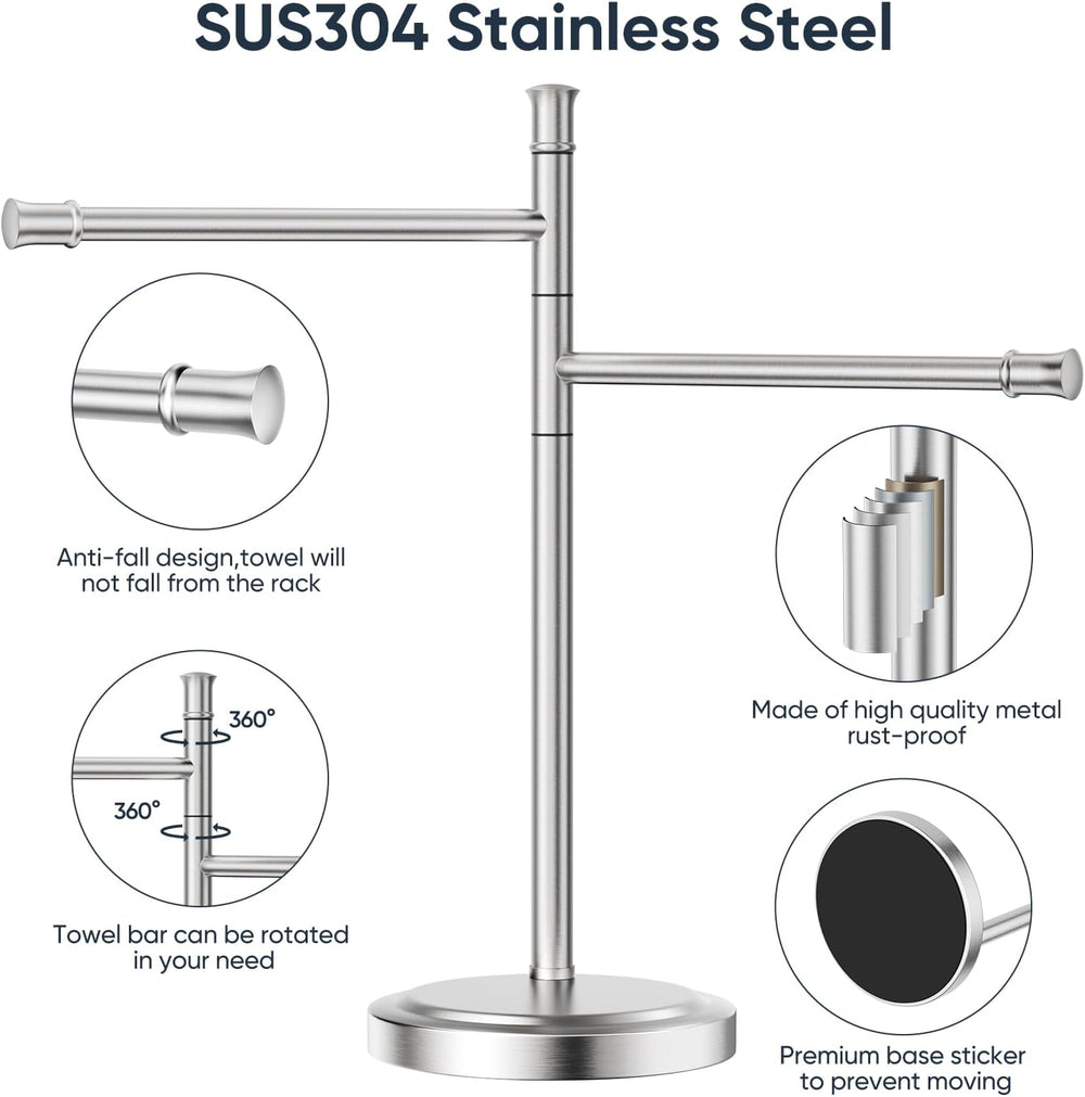Brushed Nickel Hand Towel Holder Stand Towel Bar Hanger